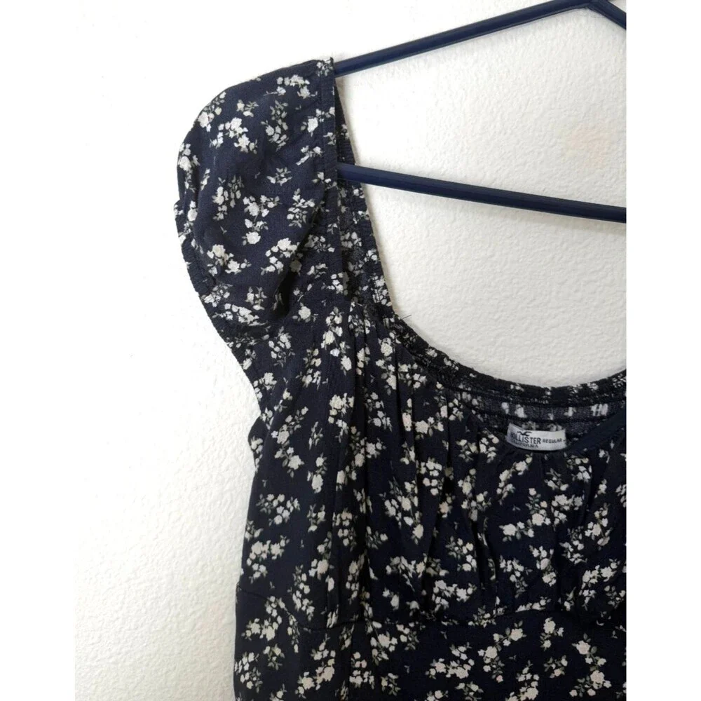 Hollister Mini Dress XL Cottagecore Smocked Boho Floral Summer Ditsy Pockets